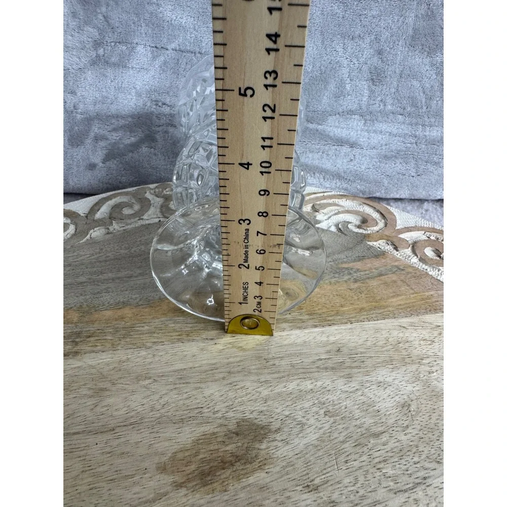 Vintage Style Clear Pressed Glass‎ Diamond Cut Pedestal Flower Vase 6.5 Inch